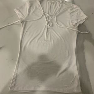 White lace-up tee